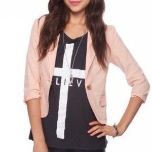 Forever 21 Peach Linen Blazer